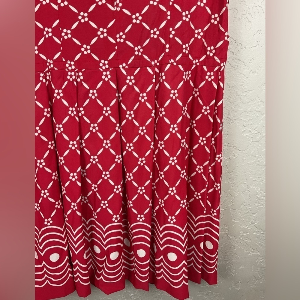 Vintage The Stroller Red White Patterned Short Sleeve Dress Retro Size 18 - Picture 8 of 9
